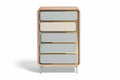 Modern kast met vijf lades en pastelkleuren